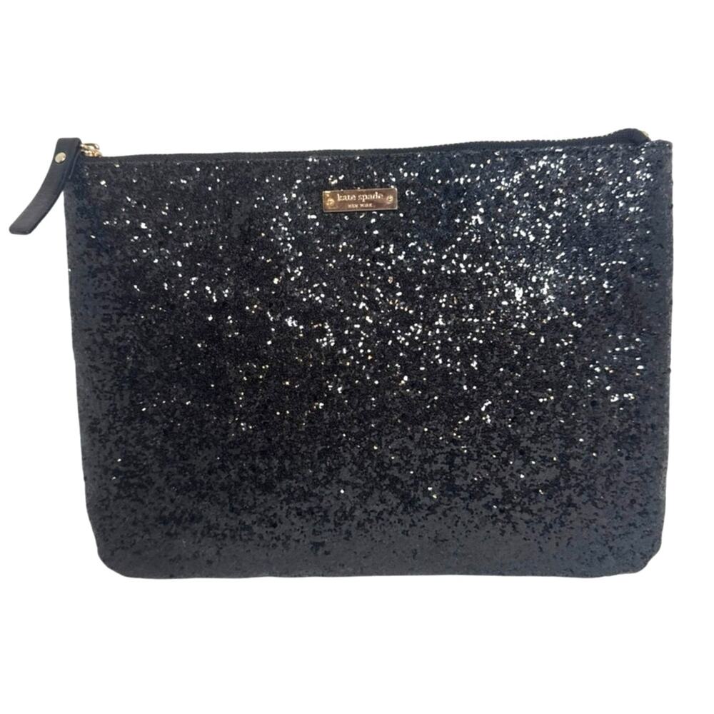 Kate Spade New York Mavis Street Gia All That Glitters Large Pouch Black EUC